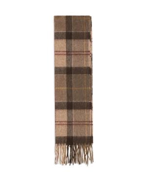 Barbour Tartan Fringed Scarf Muted Tartan - Natural