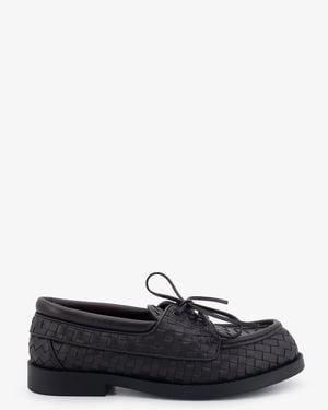 Bottega Veneta Pier Intrecciato Leather Boat Shoes - White