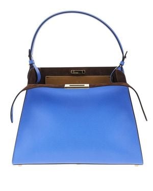 Fendi Leather Medium Way' Bag - Blue