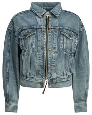 Celine Zippered Denim Jacket - Blue