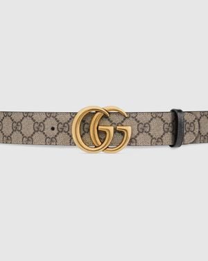 Gucci Gg Marmont Reversible Belt - Natural