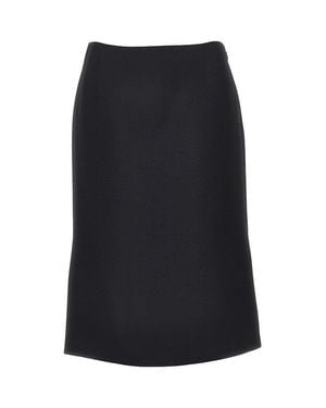 Fendi Grain De Poudre Wool And Silk Midi Skirt - Black