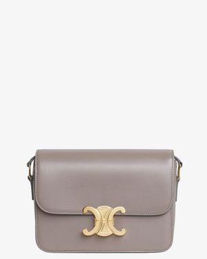 Celine Teen Triomphe Leather Crossbody Bag - Grey