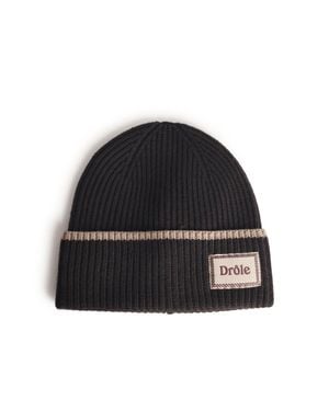 Drole de Monsieur 'Le Bonnet Laine' Merino Wool Beanie - Black