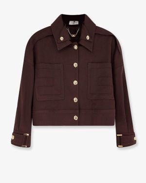 Elisabetta Franchi Cropped Viscose Jacket - Brown