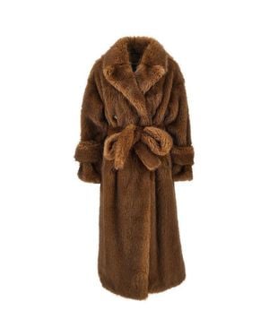 BB COUTURE 'Farrah' Faux Fur Long Trench Coat - Brown