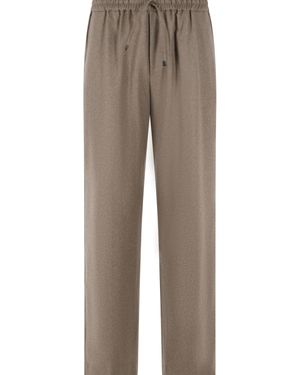 Drole de Monsieur Wool Blend Flannel Trousers - Grey