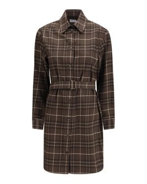 Burberry Check Cotton Shirt Dress - Brown
