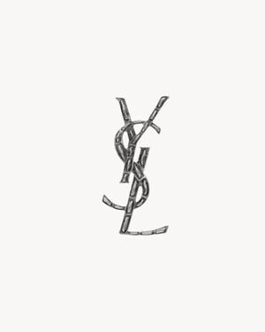 Saint Laurent "Cassandre" Crocodile Brooch - White