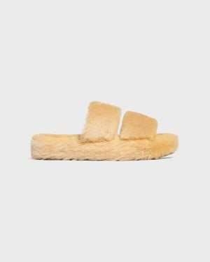 Celine Triomphe Shearling Slides - Metallic