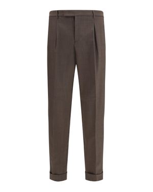 Cruna Pants Carrot Fit Single Pleat Virgin Wool - Gray