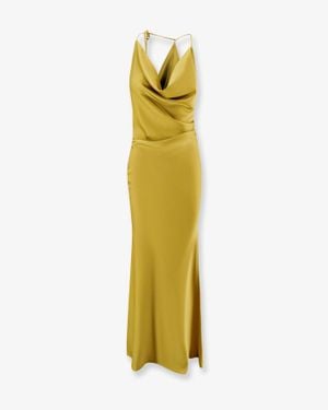 ACTUALEE Long Satin Dress - Metallic