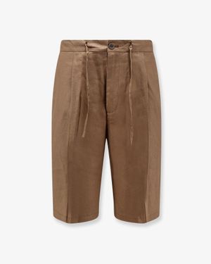 Hevò Torre Lapillo Linen And Viscose Shorts - Natural