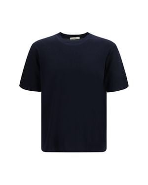 Piacenza Cashmere Short-Sleeve Crewneck Jumper - Blue
