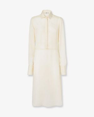 Fendi Silk Jacquard Chemisier Dress - White