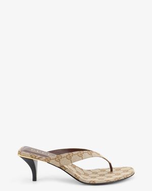 Gucci Vittoria Gg Fabric Flip-Flops Sandals - Natural