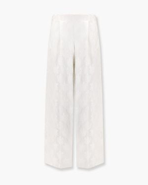 Fendi Jacquard Silk Trouser With Floral Motif - White