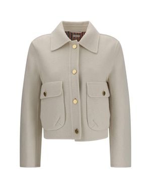 Thom Browne Wool And Cashmere Bell-Sleeve Jacket - White