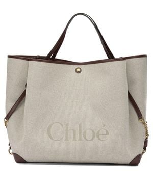 Chloé Chloé Clover Large Shoulder Bag - Natural
