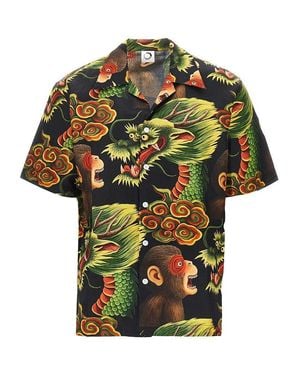 Endless Joy 'Monkey Dragon' Silk Shirt - Green