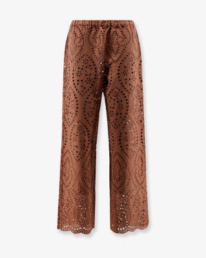 MC2 Saint Barth Inez Sangallo Lace Trousers - Brown