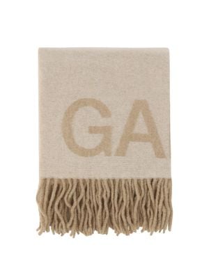 Ganni Fringed Wool Scarf - White