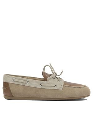 Miu Miu Suede Lace-Up Loafers - Grey