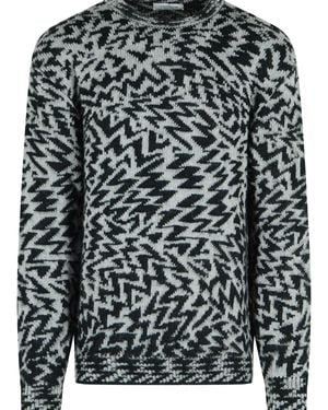Laneus Two Tone Wool Blend Jumper - Black