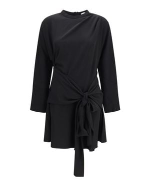 Ganni Draped-Knot Crepe Mini Dress - Black