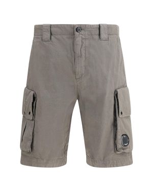 C.P. Company Cotton Gabardine Bermuda Shorts - Grey