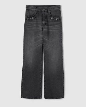 Gucci Wide Leg Jeans With Horsebit - Gray