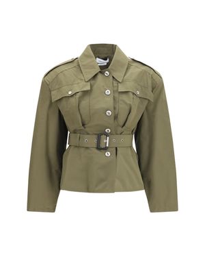 McQueen Jacket Cropped Belted High-Neck - Green