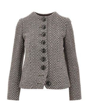Emporio Armani Diagonal Striped Wool-Blend Jacket - Gray