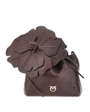 Pinko Nappa Leather Bucket Bag With Flower - Brown