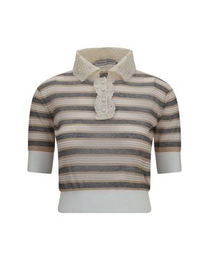 Ermanno Scervino Short-Sleeve Sweater - Gray