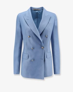 Tagliatore Parigi Double-Breasted Linen Blazer - Blue