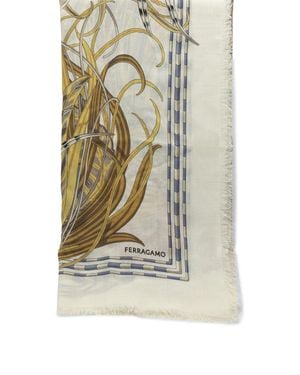 Ferragamo "Rooster" Cashmere And Silk Scarf - Blue