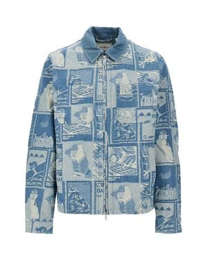 Les Deux Stamp Jacquard Denim Jacket - Blue