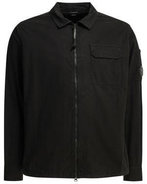 C.P. Company Organic Gabardine Overshirt Jacket - Black