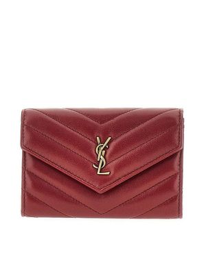Saint Laurent Quilted Nappa Leather 'Cassandre' Wallet - Red
