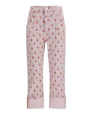 Ganni Printed Capri Trousers - Pink