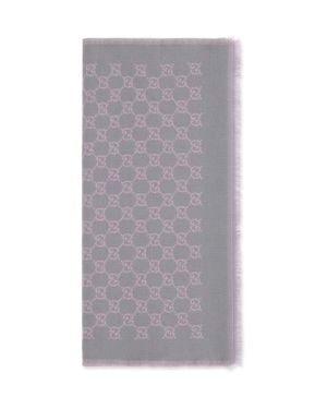 Gucci Miss Stenny Gg Monogram Wool Scarf - Grey