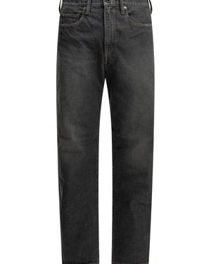 Kapital "Blkxblk Denim 5P Monkey Th" Wide-Leg Jeans - Grey