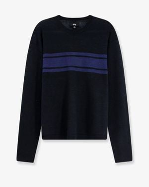 Stussy Striped Cotton And Linen Jumper - Blue