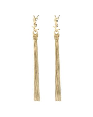 Saint Laurent Earrings Bo Pompons Brass - White