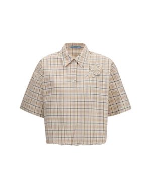 Prada Checked Poplin Shirt - White