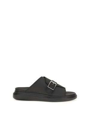 McQueen Sandals Buckle Slide Leather - Black