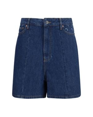 Marine Serre High-Waisted Denim Shorts - Blue