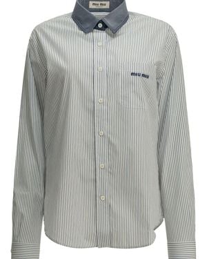 Miu Miu Logo Casual Shirt - Gray
