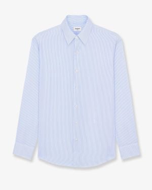 Saint Laurent Cassandre Cotton Shirt With Striped Pattern - White